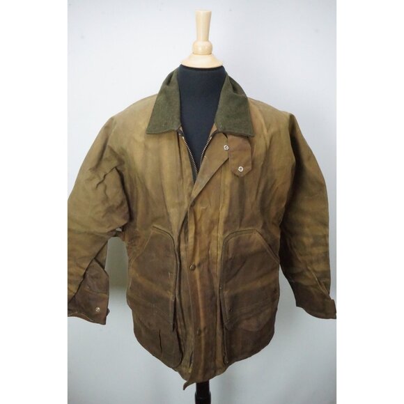 Filson Hunting Coat 662N L Snaps Pockets Wool Collar VINTAGE Tin Cloth Sz XL